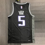 NBA Jordan Logo Sacramento Kings Black #5 FOX Jersey High Quality Name and Number Print