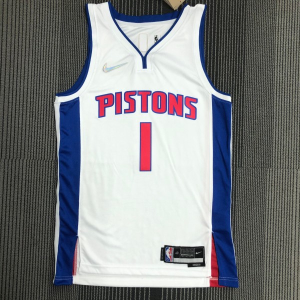NBA 75th Anniversary Detroit Pistons White #1 IVERSON Jersey High Quality Name and Number Print
