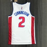 NBA 75th Anniversary Detroit Pistons White #2 CUNNINGHAM Jersey High Quality Name and Number Print