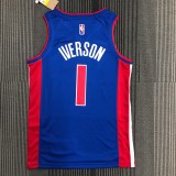 NBA 75th Anniversary Detroit Pistons Blue #1 IVERSON Jersey High Quality Name and Number Print