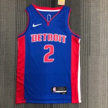 NBA 75th Anniversary Detroit Pistons Blue #2 CUNNINGHAM Jersey High Quality Name and Number Print