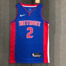 NBA 75th Anniversary Detroit Pistons Blue #2 CUNNINGHAM Jersey High Quality Name and Number Print