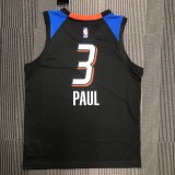 NBA Men Oklahoma City Thunder City Version Black #3 PAUL Jersey High Quality Name and Number Print