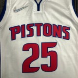 NBA 75th Anniversary Detroit Pistons White #25 ROSE Jersey High Quality Name and Number Print