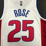 NBA 75th Anniversary Detroit Pistons White #25 ROSE Jersey High Quality Name and Number Print