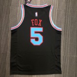 NBA Season 2021 Sacramento Kings Black #5 FOX Jersey High Quality Name and Number Print