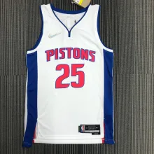 NBA 75th Anniversary Detroit Pistons White #25 ROSE Jersey High Quality Name and Number Print