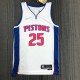 NBA 75th Anniversary Detroit Pistons White #25 ROSE Jersey High Quality Name and Number Print