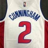 NBA 75th Anniversary Detroit Pistons White #2 CUNNINGHAM Jersey High Quality Name and Number Print