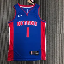 NBA 75th Anniversary Detroit Pistons Blue #1 IVERSON Jersey High Quality Name and Number Print