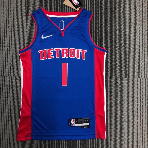 NBA 75th Anniversary Detroit Pistons Blue #1 IVERSON Jersey High Quality Name and Number Print