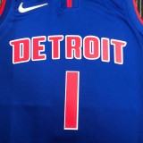NBA 75th Anniversary Detroit Pistons Blue #1 IVERSON Jersey High Quality Name and Number Print