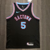 NBA Season 2021 Sacramento Kings Black #5 FOX Jersey High Quality Name and Number Print