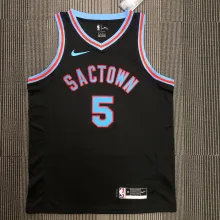 NBA Season 2021 Sacramento Kings Black #5 FOX Jersey High Quality Name and Number Print