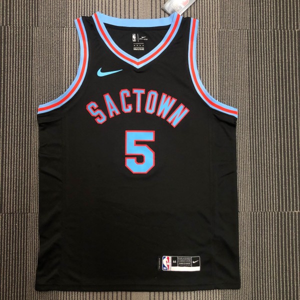 NBA Season 2021 Sacramento Kings Black #5 FOX Jersey High Quality Name and Number Print