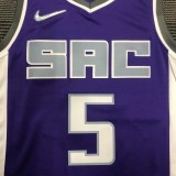 NBA 75th Anniversary Sacramento Kings Purple #5 FOX Jersey High Quality Name and Number Print