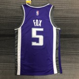 NBA 75th Anniversary Sacramento Kings Purple #5 FOX Jersey High Quality Name and Number Print