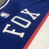 NBA Sacramento Kings Blue #5 FOX Jersey High Quality Name and Number Print