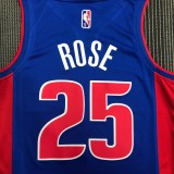 NBA 75th Anniversary Detroit Pistons Blue #25 ROSE Jersey High Quality Name and Number Print