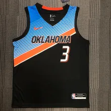 NBA Men Oklahoma City Thunder City Version Black #3 PAUL Jersey High Quality Name and Number Print