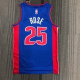 NBA 75th Anniversary Detroit Pistons Blue #25 ROSE Jersey High Quality Name and Number Print