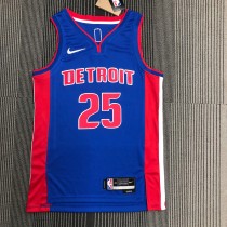 NBA 75th Anniversary Detroit Pistons Blue #25 ROSE Jersey High Quality Name and Number Print