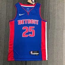 NBA 75th Anniversary Detroit Pistons Blue #25 ROSE Jersey High Quality Name and Number Print