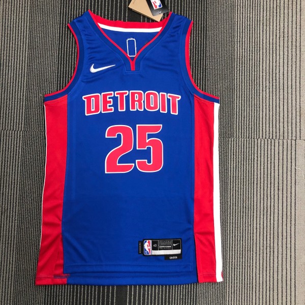 NBA 75th Anniversary Detroit Pistons Blue #25 ROSE Jersey High Quality Name and Number Print
