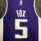 NBA 75th Anniversary Sacramento Kings Purple #5 FOX Jersey High Quality Name and Number Print
