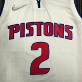NBA 75th Anniversary Detroit Pistons White #2 CUNNINGHAM Jersey High Quality Name and Number Print