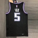 NBA 75th Anniversary Season 2022 Sacramento Kings Black #5 FOX Jersey High Quality Name and Number Print