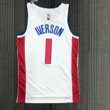 NBA 75th Anniversary Detroit Pistons White #1 IVERSON Jersey High Quality Name and Number Print