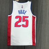 NBA 75th Anniversary Detroit Pistons White #25 ROSE Jersey High Quality Name and Number Print