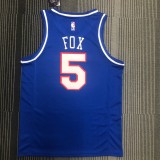 NBA Sacramento Kings Blue #5 FOX Jersey High Quality Name and Number Print