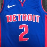 NBA 75th Anniversary Detroit Pistons Blue #2 CUNNINGHAM Jersey High Quality Name and Number Print