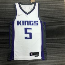 NBA 75th Anniversary Sacramento Kings White #5 FOX Jersey High Quality Name and Number Print