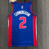 NBA 75th Anniversary Detroit Pistons Blue #2 CUNNINGHAM Jersey High Quality Name and Number Print