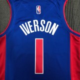 NBA 75th Anniversary Detroit Pistons Blue #1 IVERSON Jersey High Quality Name and Number Print