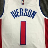 NBA 75th Anniversary Detroit Pistons White #1 IVERSON Jersey High Quality Name and Number Print