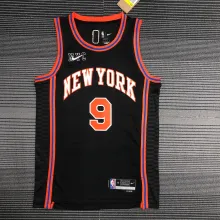 NBA Men 75th Anniversary Season 2022 New York Knicks Black #9 BARRETT Jersey High Quality Name and Number Print