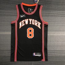 NBA Men 75th Anniversary Season 2022 New York Knicks Black #8 WALKER Jersey High Quality Name and Number Print