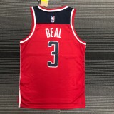 NBA 75th Anniversary Men Washington Wizards Red #3 BEAL Jersey High Quality Name and Number Print