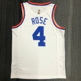 NBA 75th Anniversary Men New York Knicks White #4 ROSE Jersey High Quality Name and Number Print