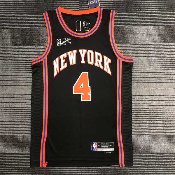 NBA Men 75th Anniversary Season 2022 New York Knicks Black #4 ROSE Jersey High Quality Name and Number Print