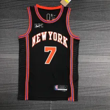 NBA Men 75th Anniversary Season 2022 New York Knicks Black #7 ANTHONY Jersey High Quality Name and Number Print