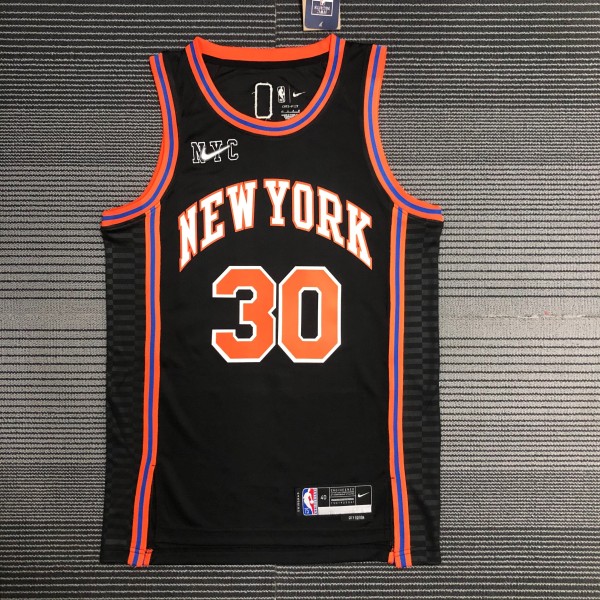 NBA Men 75th Anniversary Season 2022 New York Knicks Black #30 RANDLE Jersey High Quality Name and Number Print