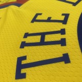 NBA Men Season 2018 Dragon Version Golden State Warriors Yellow #11 THOMPSON Jersey High Quality Name and Number Print