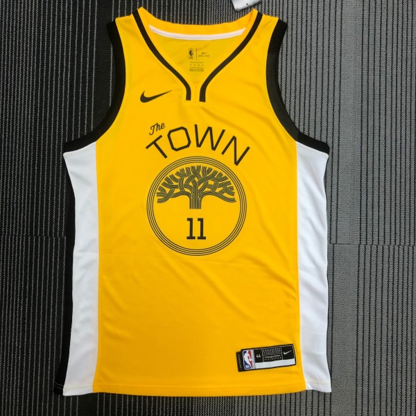 NBA Men Season 2018 Rewarding Version Golden State Warriors Yellow #11 THOMPSON Jersey High Quality Name and Number Print