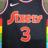 NBA Men 75th Anniversary Season 2022 Philadelphia 76ers Dark Blue #3 IVERSON Jersey High Quality Name and Number Print