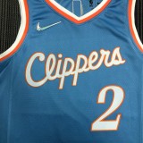 NBA Men Season 2022 Los Angeles Clippers Light Blue #2 LEONARD Jersey High Quality Name and Number Print